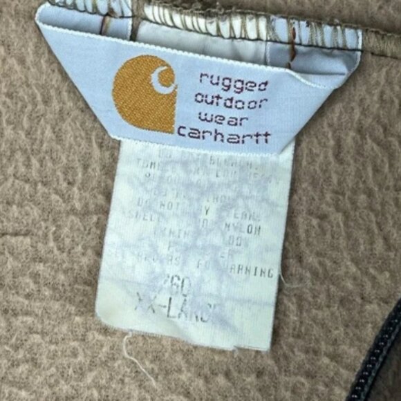 Vintage Carhartt Hoodie Jacket Mens 2XL XXL Velour Brown Rugged Fur Lined Work - Picture 3 of 8